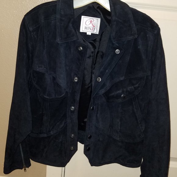 1980s INTERNATIONAL RINZI COLLECTION GENUINE SUEDE LEATHER WOMEN'S JACKET COAT - Picture 1 of 10